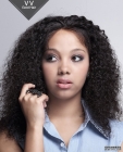 VV Fashion style Curl 10mm Curl Virgin Black Color Wigs