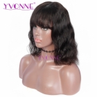 YVONNE Body Wavy BOB With Fringe Lace Front Wigs Brazilian Virgin Hair 180% Density Natural Color