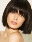 Short Straight Bob Hairstyle None Lace Human Hair Wig With Full Bangs