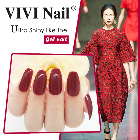 bright red color coffin nail