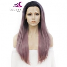 Dark Pink Ombre Synthetic Lace Front Wig