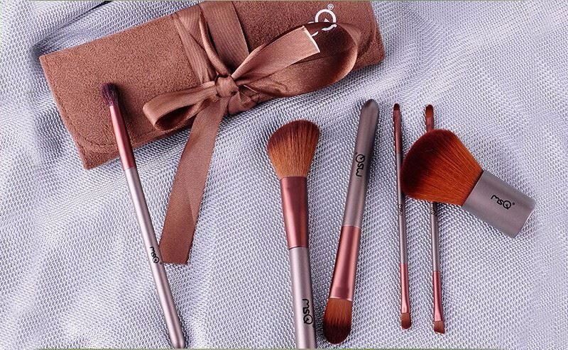 Makeup Brushes With Brown PU Bag