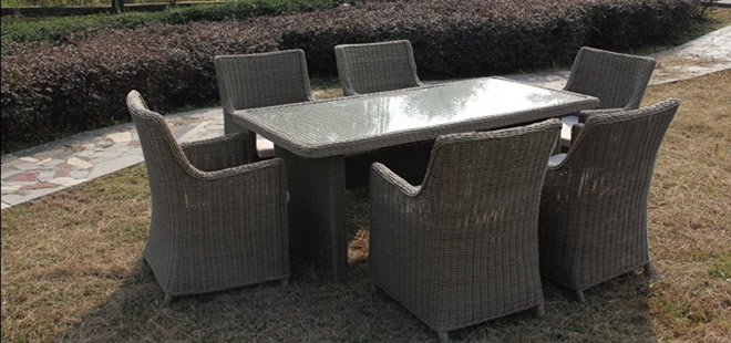 Rattan Chair Set- one table with six chairs (2261)