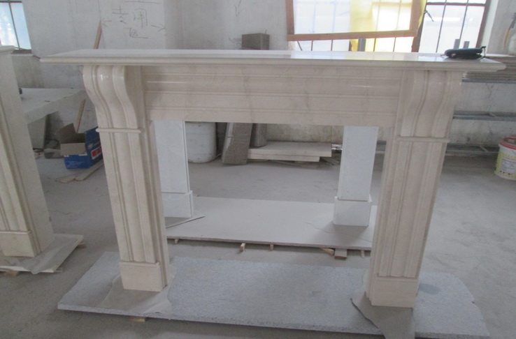 Cream Marfil Marble Fireplace Mantel