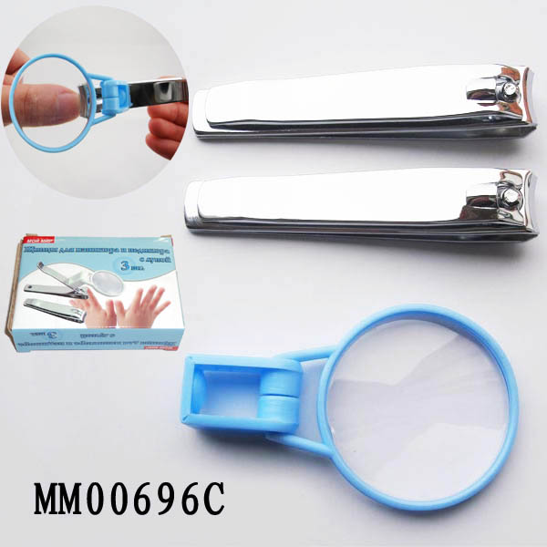 2PCS 211 NAIL CLIPPER + MAGNIFIER IN COLOR BOX